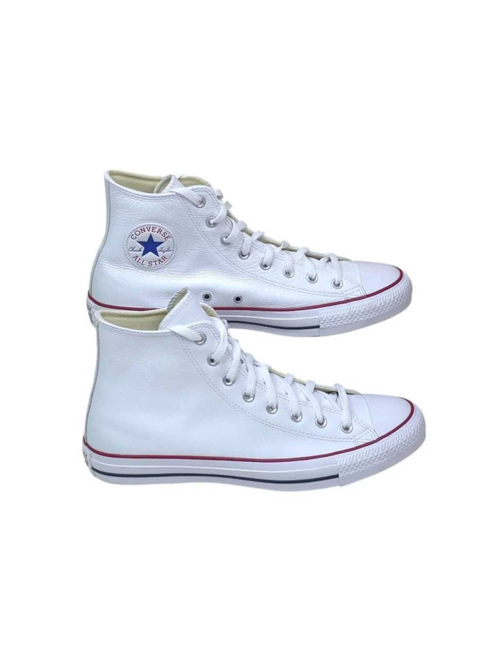Converse Chuck Taylor All Star White Leather High-Top Sneakers Mens 12 Womens 14